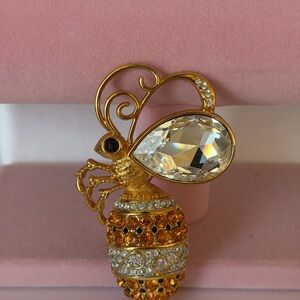 Swarovski Stunning Bumble Bee Brooch/ Pin  stamped Large  3”